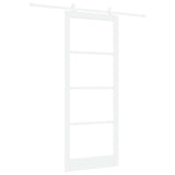 Sliding Door ORKDAL White 93 x 232 cm Solid Pine Wood and Glass 3332096