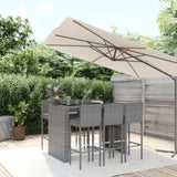 7 Piece Garden Bar Set with Cushions Grey Poly Rattan 3203948