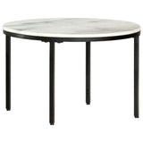 Coffee Table White and Black 65 cm Real Solid Marble 286410