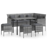 5 Piece L-shaped Couch Sofa Set with Cushions Poly Rattan Grey 318582
