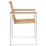 Garden Chair Set of 2 Teak and Silver 46515