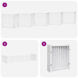 Dog Gate with Door Foldable 10 Panels White 800 cm Poplar Wood 3155735