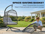 Hanging Egg Chair, Indoor Outdoor Hammock Swing Chair with Stand, Safety Strap, Foldable Basket, T3398P553402