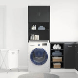 ZNTS Washing Machine Cabinet Black 64x24x190 cm Engineered Wood 862390