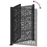 Garden Gate Black 100x125 cm Steel Leaf Design 4100960
