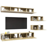 6 Piece TV Cabinet Set Sonoma Oak Engineered Wood 3079043