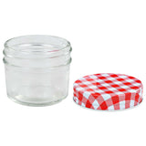 Glass Jam Jars with White and Red Lids 96 pcs 110 ml 50791