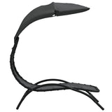 Sun Lounger With Canopy Dark Grey Textilene, Fabric, Steel 362707