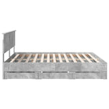 Bed Frame with Drawer Concrete Grey 200 x 200 cm Engineer Wood 3407952