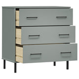 Sideboard with 3 Drawers Grey 77x40x79.5 cm Solid Wood OSLO 350980