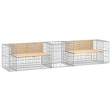 Garden Bench With Gabion Basket Natural wood and silver 3196245