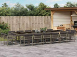 17 Piece Garden Dining Set with Cushions Grey Poly Rattan 3211604