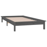 LED Bed Frame without Mattress Grey 100x200 cm Solid Wood 820598