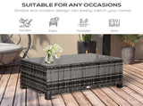 PE Rattan Garden Coffee Table, with Glass Table Top - Grey T3398P314126