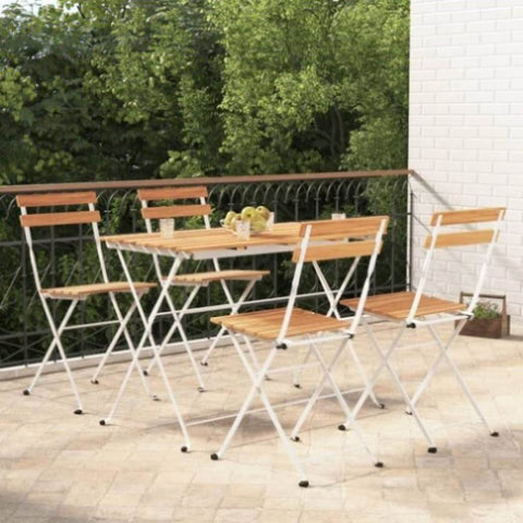 5 Piece Folding Bistro Set Solid Wood Acacia and Steel 3152100