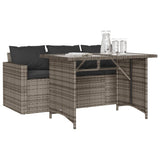2 Piece Garden Dining Set with Cushions Grey Poly Rattan 366331