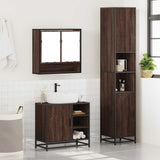 3 Piece Bathroom Furniture Set Brown Oak Engineered Wood 3301119