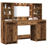 Dressing Table Set with Drawer 3 pcs Old Wood Engineered Wood 3334288