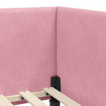 Corner Bed Frame Pink 90 x 190 cm Velvet and Engineered wood 42016219