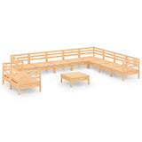 11 Piece Garden Lounge Set Solid Wood Pine 3083199