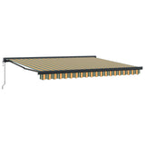 Retractable Awning Green and white 400 x 350 cm Fabric 3330844