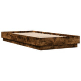 Bed Frame without Mattress with LED Lights Smoked Oak 90x200 cm 839515
