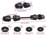 2-in-1 Dumbbell Set Black and Red 121 x 19.5 x 19.5 cm 42023465