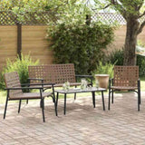 Garden Dining Set 4 pcs Brown Poly Rattan 42004145