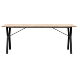 ZNTS Dining Table Y-Frame 200x100x75 cm Solid Wood Pine and Steel 3282723