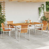 Garden Dining Set 7 pcs Solid Teak Wood and Stainless Steel 3334827