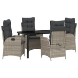Garden Dining Set with Cushion 5 pcs Light Grey Poly Rattan 3380521