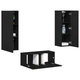 TV Cabinet Set Black Oak Engineered wood 3393226