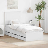 Bed Frame with Drawer White 75 x 190 cm Engineer Wood 3411166