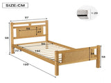 Wooden bed, 3ft single bed 90190cm, MDF with rattan paper, Sturdy bed slats, PineMDFPlywood, Wood N604P353107N