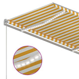 Manual Retractable Awning with LED 300x250 cm Yellow and White 3068863