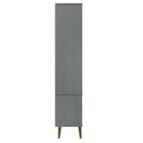 Vitrine Cabinet MOLDE Grey 90x35x175 cm Solid Wood Pine 350545