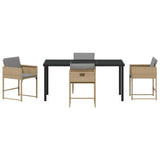 Garden Dining Set with Cushion 5 pcs Beige Poly Rattan 3380030