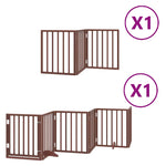 Dog Gate with Door Foldable 9 Panels Brown 450 cm Poplar Wood 3155547