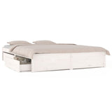 Bed Frame without Mattress with Drawers White King Size 3103519