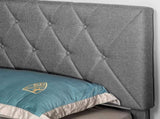 Double Bed Frame with 5-Level Adjustable Linen Upholstered Headboard, Wooden Slats Mattress T3398P330372