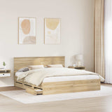 Bed Frame with Drawer Sonoma Oak 200 x 200 cm Engineer Wood 3407951