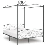 284485 Canopy Bed Frame without Mattress Grey Metal 180x200 cm Super King