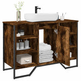 Bathroom Sink Cabinet Smoked Oak 91x35x60 cm Engineered Wood 848666