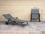 Folding Sun Lounger with Wheels, 5-Position Adjustable Garden Chaise Lounge Sunbed with Armrests, T3398P328512