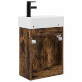 Bathroom Vanity Unit with Tap Smoked Oak 45.5 x 22.5 x 84 cm 889437
