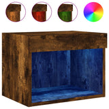 Bedside Cabinets with LED Lights Wall-mounted 2 pcs Smoked Oak 837122