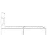 Metal Bed Frame without Mattress with Headboard White 100x190cm 377160