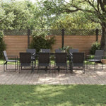 Garden Dining Set 11 pcs Black Steel 3335861