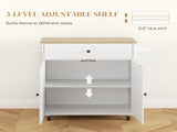 Rolling Kitchen Island with Drop Leaf, Kitchen Storage Cart with Drawer, Spice Rack and Towel Rack, T3398P378828