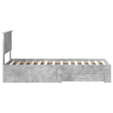 Bed Frame Concrete Grey and Silver 70 x 190 cm Engineered Wood 3410961